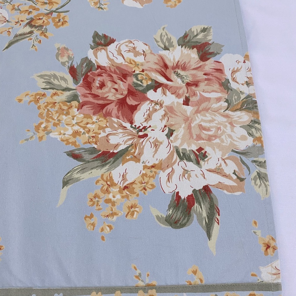 APRIL CORNELL Spring Summer FLORAL Cotton Runner Garden Blue Pink Green. - Picture 3 of 7